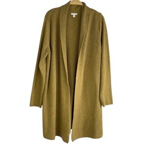 PURE JILL Long Open Front Cardigan Sweater in Mustard Green Size L-- FALL STAPLE